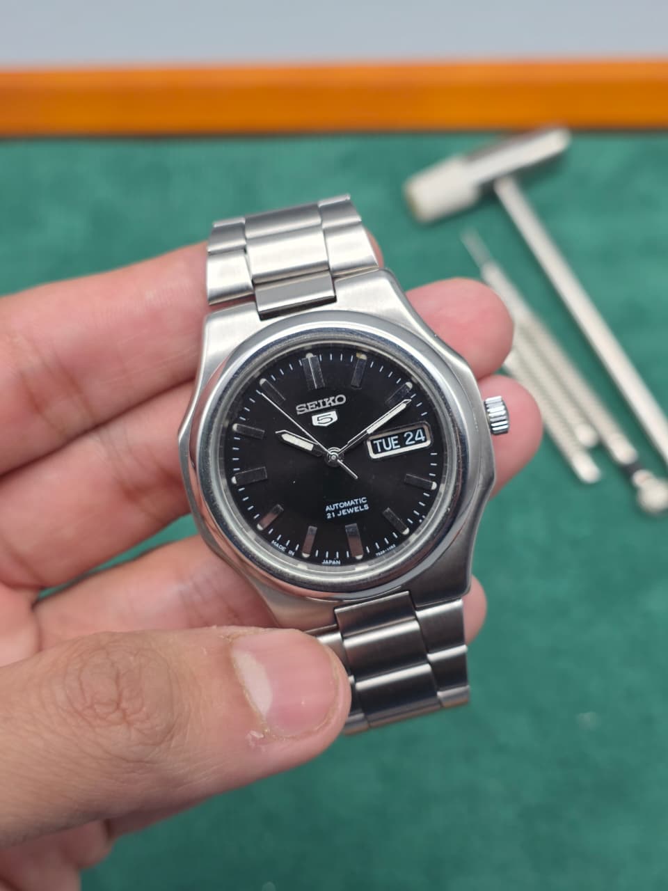 Seiko 5 Automatic Black Dial White Markers