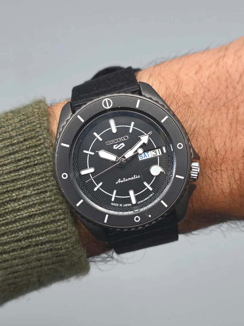 Seiko 5 Sport Black Textured Dial NATO